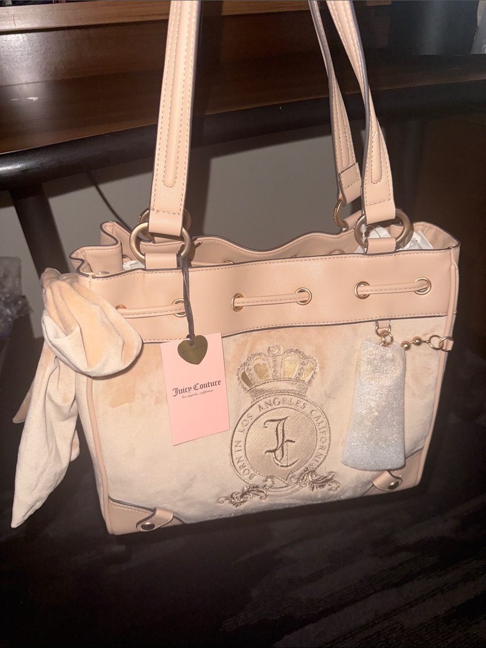 Juicy Couture Buff Beige  Classic Juicy Lover Daydreamer Tote